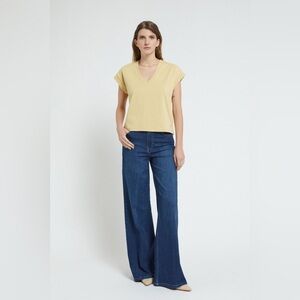 Ottodame V Neck 100% Cotton Tee Tan Size 8